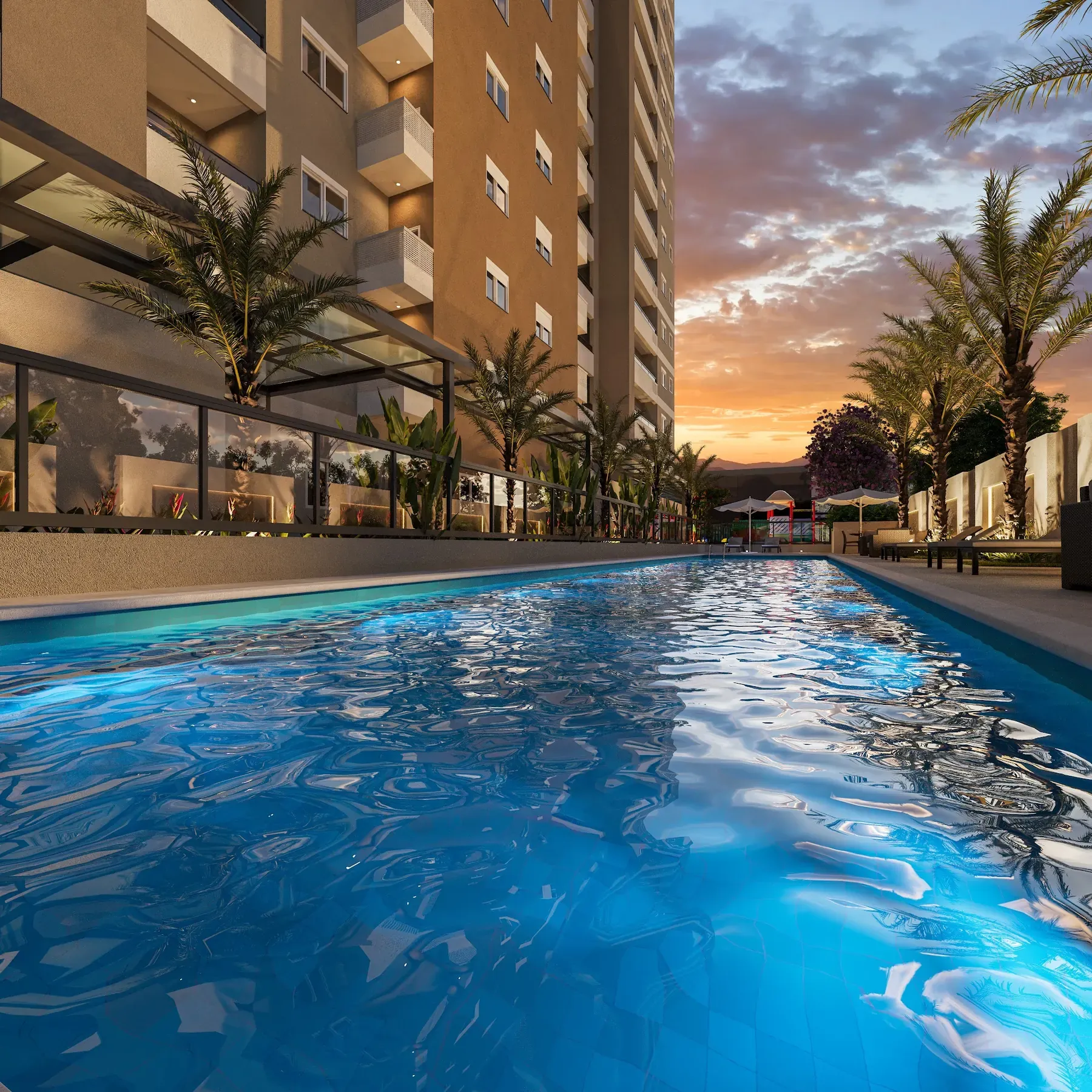 Piscina com deck molhado do Sky Breeze